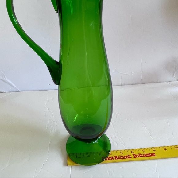 Vintage Hand Blown Green Glass Pitcher 19” - Picture 13 of 15